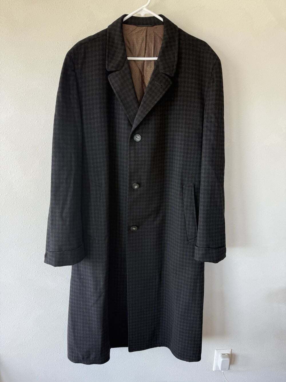 Vintage Botany 500 Overcoat Button Up Mens 42 Long Plaid Wool Balmacaan USA